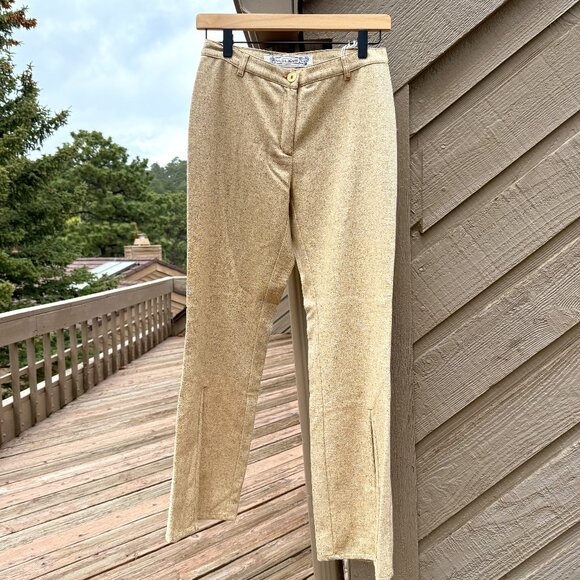 EUC Vintage Krizia Jeans Wool Blend Cream Tweed Pants with Front Slits - Picture 2 of 11